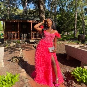 Pink Ruffle Prom Dress